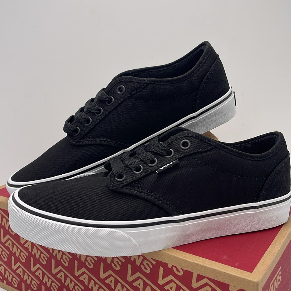 Vans Men’s Canvas Sneakers Classic Low-Top Design Atwood (Canvas) Black/White - Picture 7 of 16